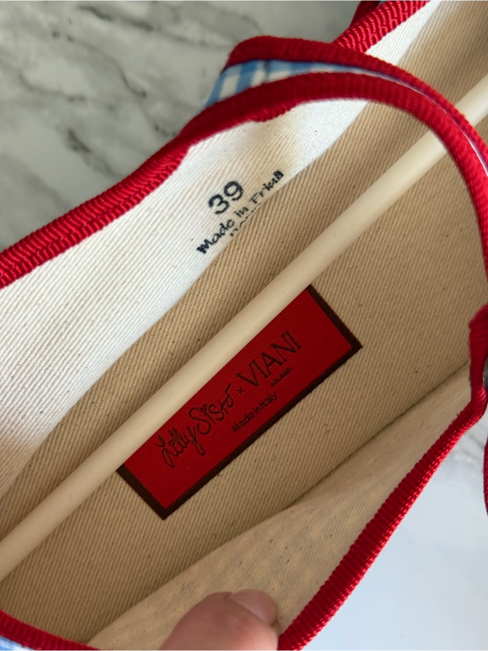 Viani Milano Lilly Sisto Florence Mary Jane Blue Red Gingham - Picture 5 of 6